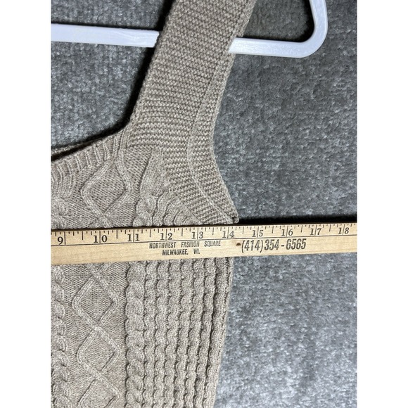 Cotton Emporium Cable Knit Cropped Tank Top Womens Size Medium Beige Ribbed Hem - Picture 4 of 5
